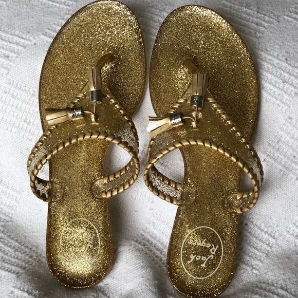Jack Rogers Shoes - Jack Rogers Gold Sparkly Jellies